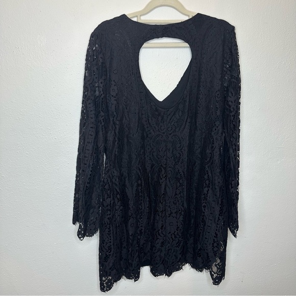 NWT Society Girl Lace Woven Black Dress Size Large - Picture 6 of 10